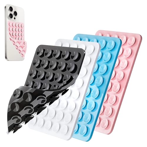 Image of ZORBES 4 Pack Double-Sided Suction Cup Phone Case Mount, Anti Slip Silicon Sticky Phone Stand for iPhone and Android, Hands-Free Strong Grip Holder for Selfies and Videos