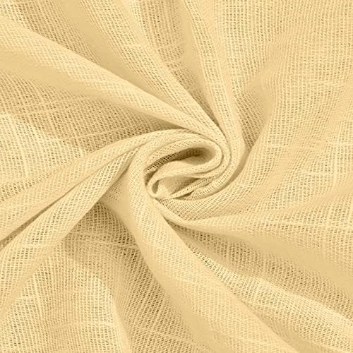 Image of Cotton Linen Solid Curtain with Eyelet Rings,Long Door Curtains for Pooja Room /Living Room /Dining Hall /Hotel /Bedroom /Kid Room /Kitchen (9 Feet, Ivory) Set of 2