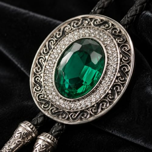 Image of Western Bolo Tie Cowboy Bolo Ties Rhinestone Necklace Bola Tie for Men Women