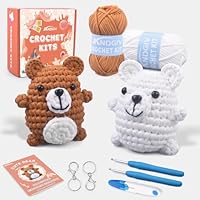Crochet Kit for Beginners - Amigurumi Crocheting Animal Kits, Beginner Knitting Set DIY Art Craft, 3 Pattern Koala, Tiger, Elephant, with Step-by-Step Video Tutorials, for Teen Adults Women Girl