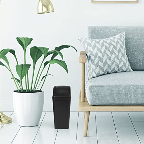Image of Hoolerry 4 Pcs 3 Gallon /12 Liter Small Trash Can Plastic Kitchen Garbage with Lid Small Trash Bin for Bathroom Office Bedroom Kitchen Waste Outdoor (Black)