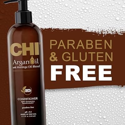 CHI Argan Oil Conditioner, Replenishes Hair Moisture, Enhances Strength & Helps Protect Against Damage, Sulfate, Paraben, Cruelty-Free, 11.5 Oz