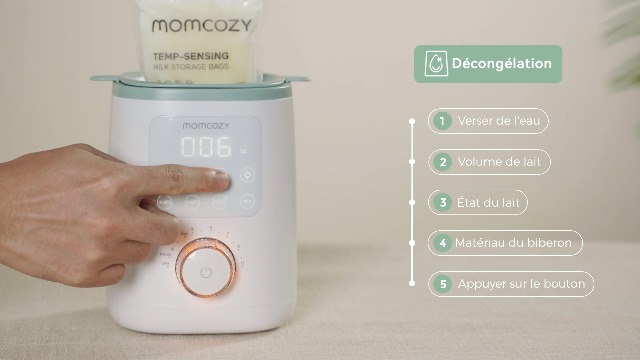Chauffe-biberon Momcozy Nutri - 9 Fonctions Dont Veilleuse, Maintien Chaud 24h - Compatible Avec Tous Les Biberons