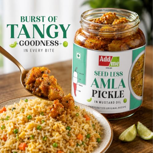 Image of Add me Seedless Amla Pickle 500gm | Immunity Booster Amla ka Achaar | Natural & Fresh Amla Ka Achar In Glass Jar