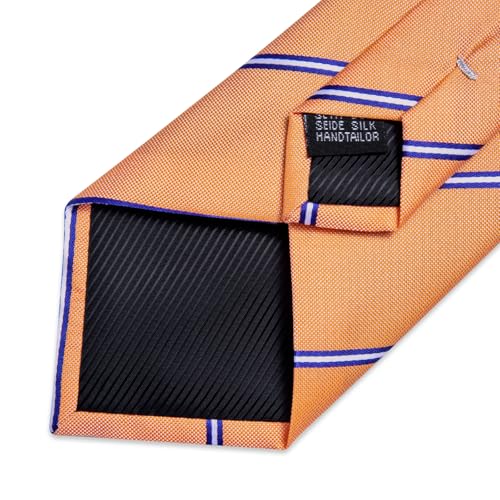 Image of DiBanGu Mens Tie Silk Plaid Striped Necktie and Pocket Square Cufflinks Tie Clip Set with Gift Box Formal Wedding Party