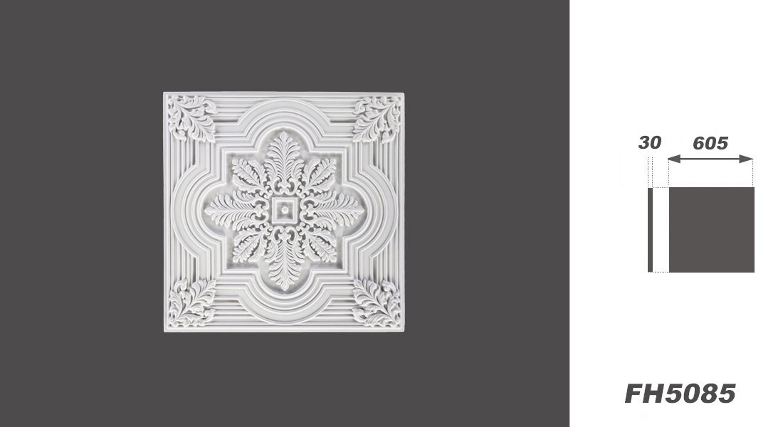 Stock rimanente! Pannelli per soffitto in poliuretano - pannello decorativo a stucco robusto e stabile 60x60cm - (Hexim FH5085) pannello rosetta decorazione soffitto schiuma dura