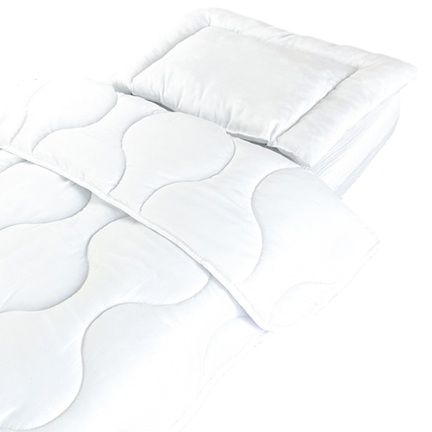 PLUMERI Kinderbettdecke 100x135 cm + Kissen 40x60 cm, 2-teilig, ganzjährig | HCS-Füllung 200 g/m², flaches Profil, Silikonfaser 180 g, waschbar bis 95 °C, ohne Bezüge und Laken, OEKO-TEX Rohstoffe