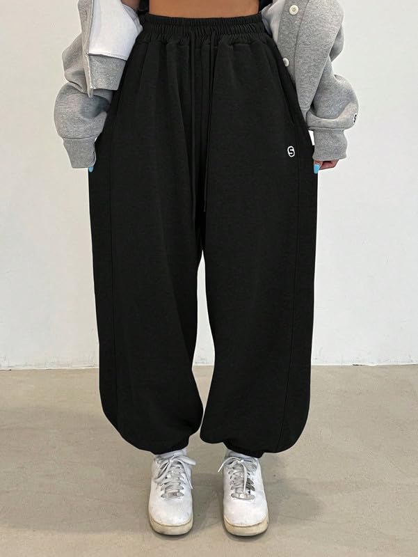 Image of Imsa Moda Women's Loose Fit Track Pants | Polycotton Joggers with Elastic Waistband & Side Pockets | Comfortable Gym, Yoga & Casual Wear Trousers