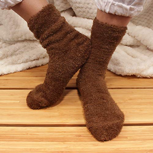 Image of BambooMN Women's Super Soft and Cozy Feather Light Fuzzy Socks - Multiple Color Options - Two Sizes - Value Packs