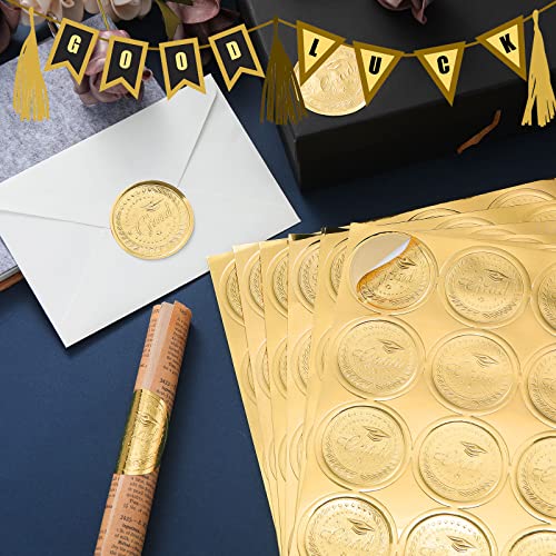 200 Pieces Embossed Graduation Cap Certificate Seals Gold Embossed Seals Grad Envelope Seal Stickers Foil Gold Certificate Stickers For Envelopes Diplomas Certificates Awards Graduation Invitation #TOP2