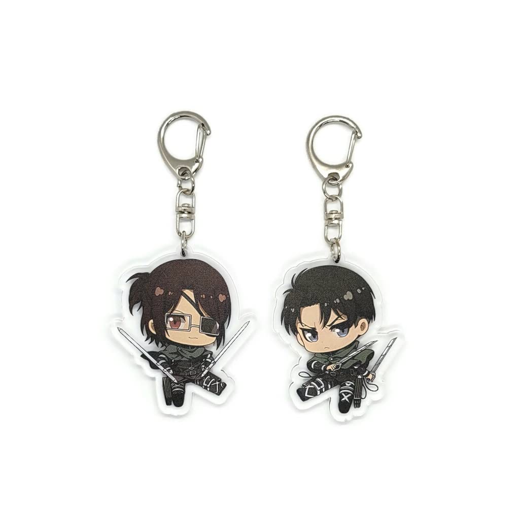 EBTY DREAMS Inc. - Set of 2 AoT Attack Titan Shingeki no Kyojin Acrylic Keychain Levi Ackerman, Hange Zoe v3