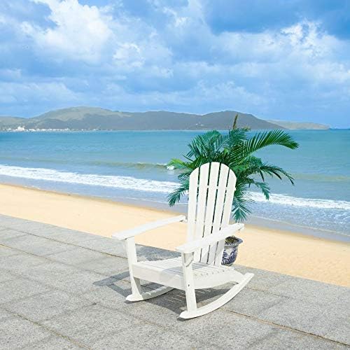 Safavieh PAT7042C Outdoor Brizio Classic White Adirondack Rocking Chair