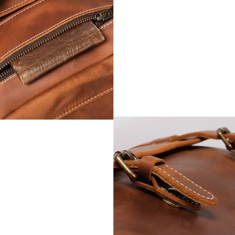 Men's Leather Single Shoulder Crossbody Backpack for Carrying Luggage Large Capacity Suitable for Business Trips