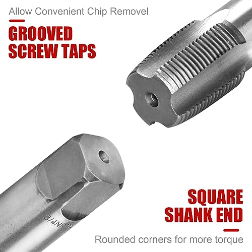 Kboisha NPT01-001 6-Piece Npt Pipe Tap Set, Carbon Steel Npt Thread Forming Tap Sizes 1/8" thumb #1