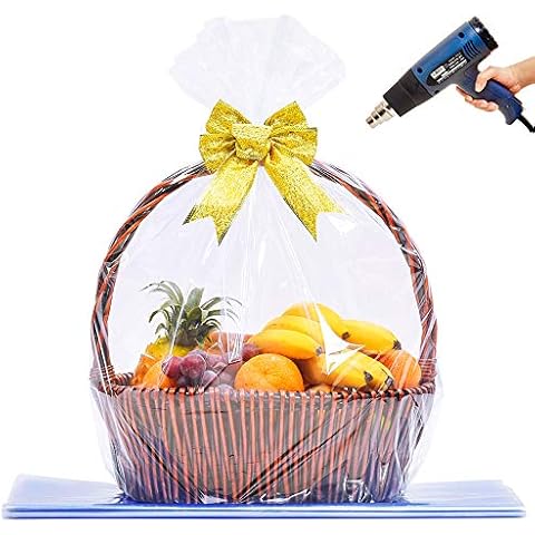 LazyMe Extra Large Jumbo Shrink Wrap Bags Cellophane Bags for Gift Baskets - 37x45 Inch Christmas Basket Bags (10 pcs, XXL) Cover