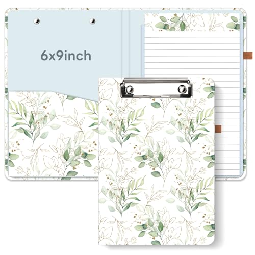 Porte-bloc A5 rechargeable avec bloc-notes 15,2x22,9 cm marbre floral et feuilles bohèmes