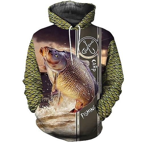 oneforus Pêche à la Carpe pour Hommes Sweat à Capuche Drôle de pêche Sweats à Capuche Pulls à Manches Longues Sweat-Shirts à Capuche