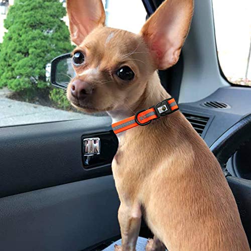 Image of Nimble Reflective Waterproof Dog Collar Adjustable Odor Resistant Easy Clean Pet Collar for Small Medium Large Dogs Night Walking Outdoor Rainy Use (Small (9.45 inch-14.17 inchinches), Orange)