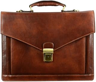 Leather Briefcase for Men Handmade Italian Laptop Bag Classy Brown Attache Case - Time Resistance
