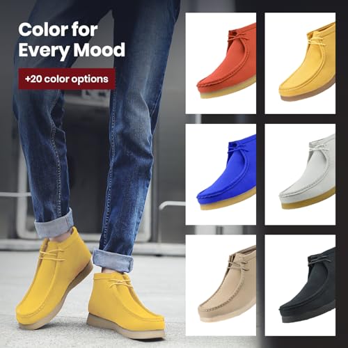 Image of Amali Casual Chukka Boots for Men, High-Top, Lace Up Suede Men's Shoes, Desert Boots with Crepe Rubber Sole
