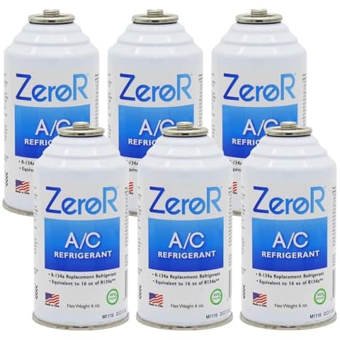 ZeroR® AC Refrigerant | R134a Replacement | 6 Cans for AC Recharging Cover