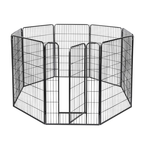 Yescom Dog Playpen Fence Outdoor for Yard, 8 Panels 47 inch Metal Garden Animal Barrier with Door, Heavy Duty Pet Kennel Exercise Pen for Medium/Large Breeds