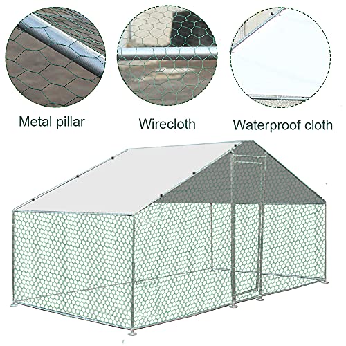 Metall-Hühnerstall, begehbarer Käfig mit großer Abdeckung für Gartenstall, für draußen, Kaninchen, Geflügel, 3 x 3 m – Bild 3