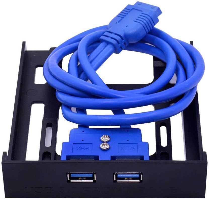 Cables Kart USB 3.0 Front Panel Hub 2 Port Expansion Bay 20 Pin to USB3.0 60cm Bracket Adapter Cable for PC Desktop 2.5" Floppy Bay