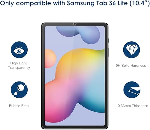 Miniatura 3 de Suppeak Paquete de 2 protectores de pantalla de vidrio templado compatibles con Samsung Galaxy Tab S6 Lite 20222020 de 10.4 pulgadas, HD,