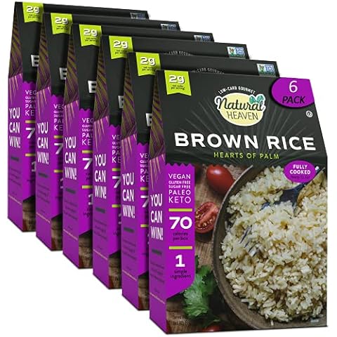 Natural Heaven Hearts of Palm Rice, Brown - Low-Carb and Low-Calorie Brown Rice, Keto, Paleo, Plant-Based Healthy Food, Ready to Eat, 9 Oz Ea (Pack of 6) Cover