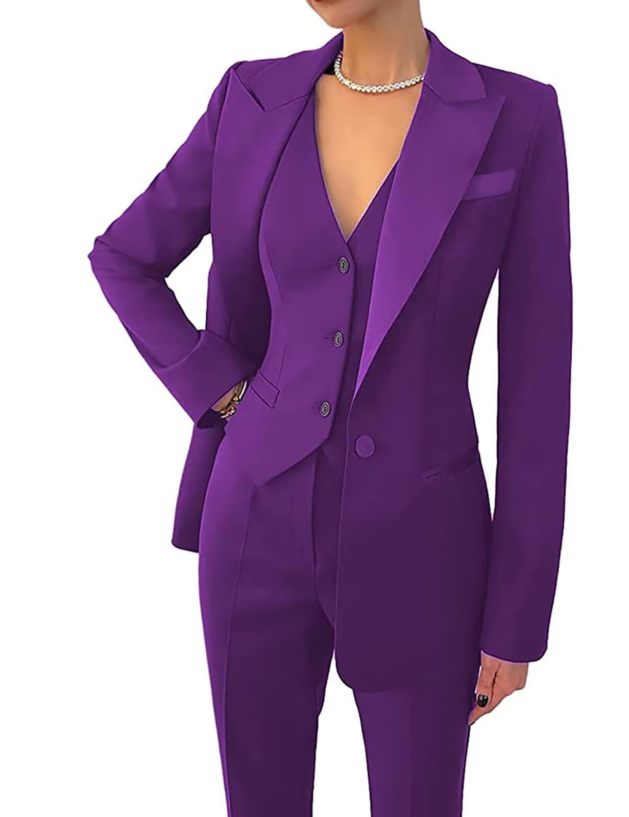 Womens Business Suits Casual Pants Suit for Women Blazer Sets Women 3 Piece Pant Suits