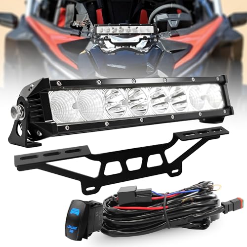 Beatto Can Am X3 White Shock Tower Light Bar with Mount Bracket 60W 6000LM Light Bar Kit with Rocker Switch Wiring Harness Compatible with Can-Am Maverick X3 & X3 Max X RS Turbo R