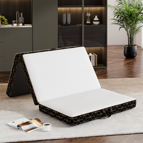 Tri-Fold Memory Foam Mattress Single - 4 Inch Portable Folding