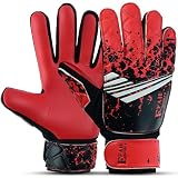 EFAH SPORTS Soccer Goalkeeper Gloves for Kids Boys Children Youth Football Goalie Gloves with Super Grip Protection Palms (Size 4 Suitable for 6 to 9 Years Old, Red)