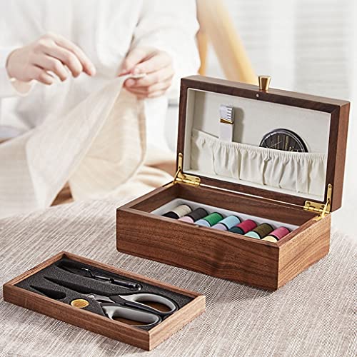 Boîte à aiguilles en bois JFDBGU set d'outils de couture portable - 6