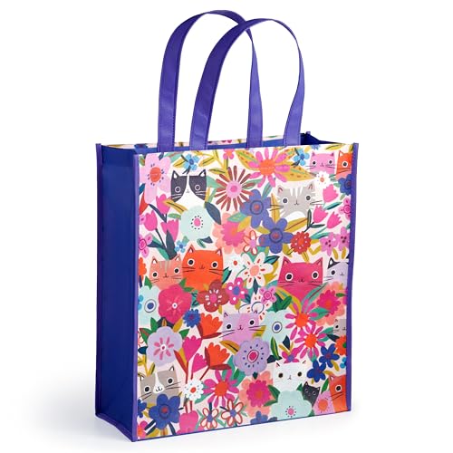 Mudpuppy Blooming Cats Reusable Shopping Bag - Environmentally Friendly Lightweight