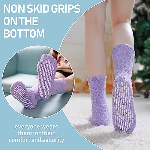 Yebing Non Slip Hospital Socks for Women with Grips Fuzzy Cozy Anti Skid Slipper Socks Winter Warm Soft Fluffy Sleep Socks2