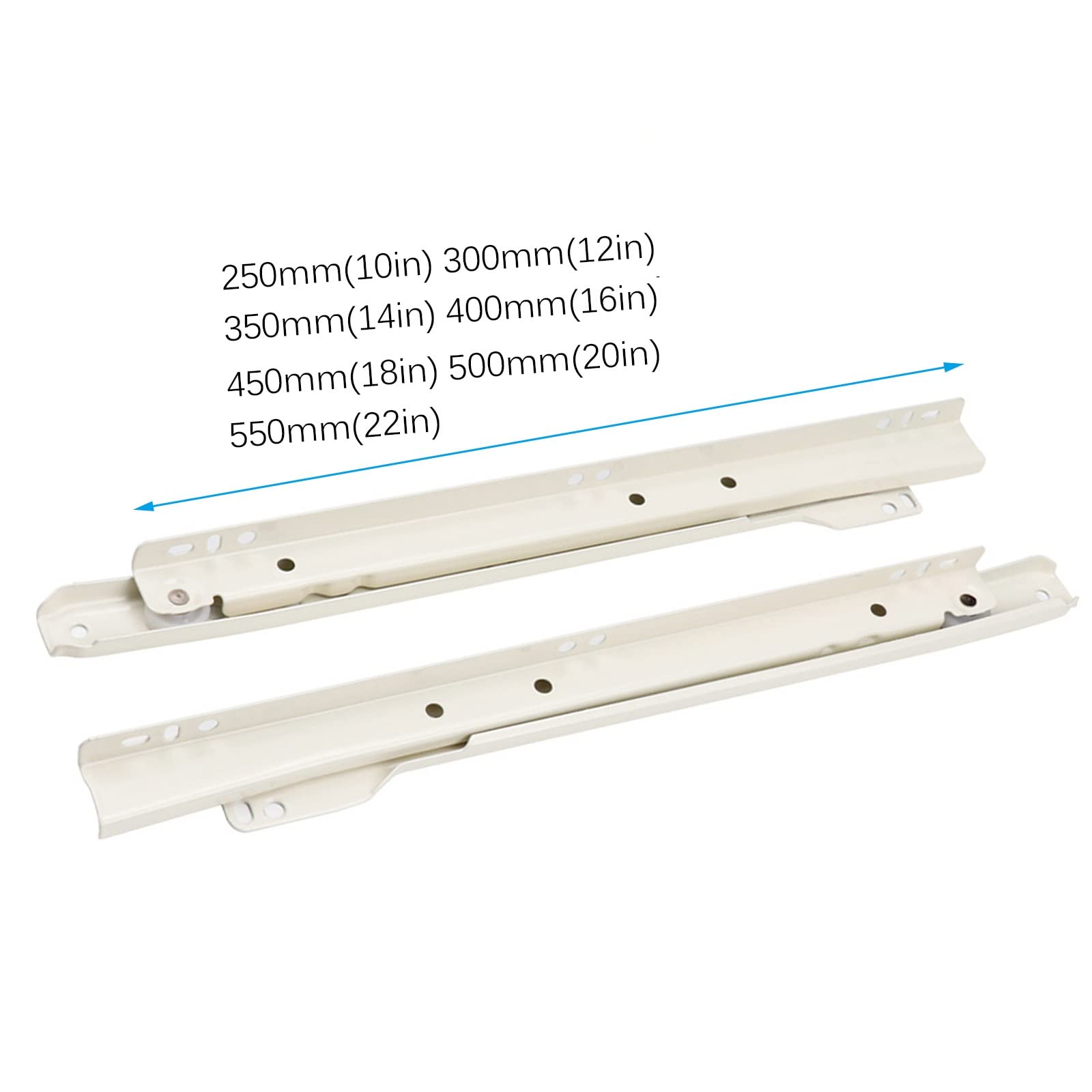 Lot De 4 Rails De Tiroir Pour Placard Mural – Blanc, Fermeture Amortie, 18,5 Cm