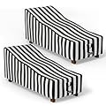 Hptmus 2Pcs Outdoor Chaise Lounge Covers - Patio Chaise Lounge Covers Heavy Duty Waterproof Outdoor Patio Furniture Covers Lounge Chair Covers, 80"L x 28"W x 30"H(Black&White Stripe)