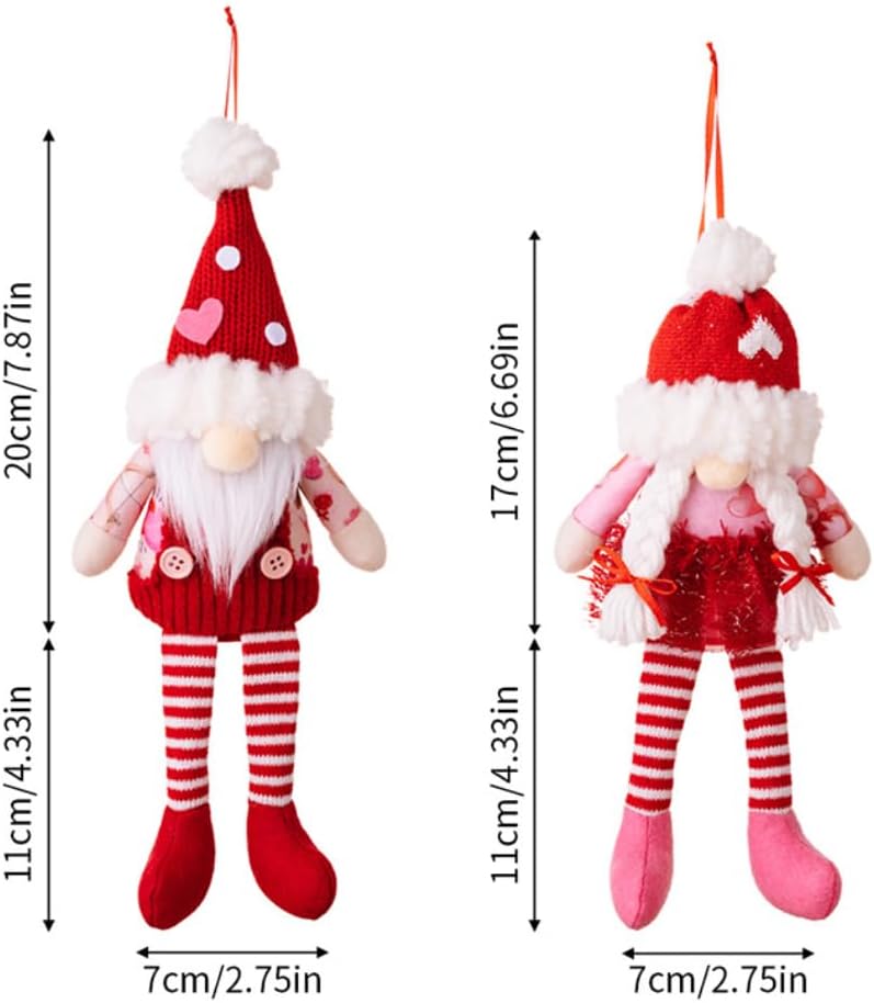 2pcs Valentine Gnome Plush, Valentines Day Gnome Decor 2pcs Mr and Mrs Swedish Tomte Gnome Valentine Decor for Home Table, Scandinavian Tomte Elf Gnomes Ornaments Valentines Gifts for Her or Him (C) - Image 2