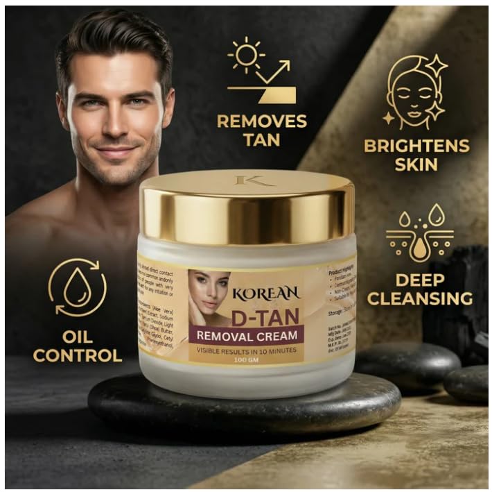 Image of Korean D-Tan Removal Cream Skin Brightening & Tan Removal Face and Body Cream for Dark Spots, Sun Tan, and Uneven Skin Tone (Pack of 1)