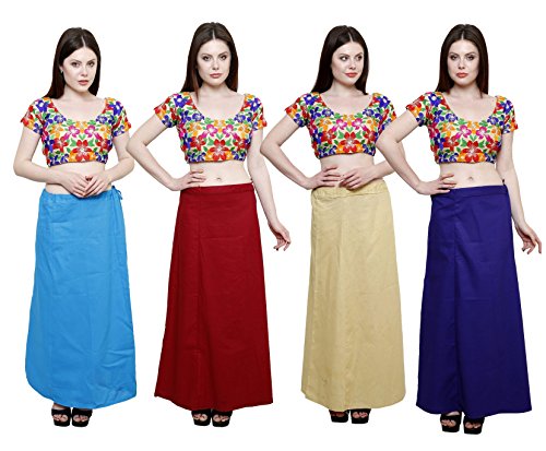 Image of Pistaa's combo of Women's Cotton Best Plain Solid Indian Readymade Inskirt Saree petticoats