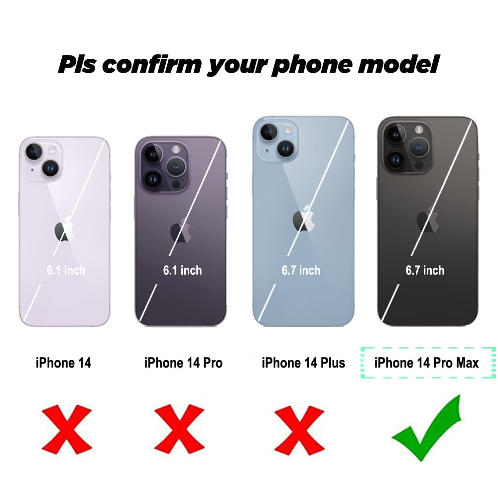 Obbii Flip Leather Wallet Case Card Holder Compatible with iPhone 14 Pro Max 6.7