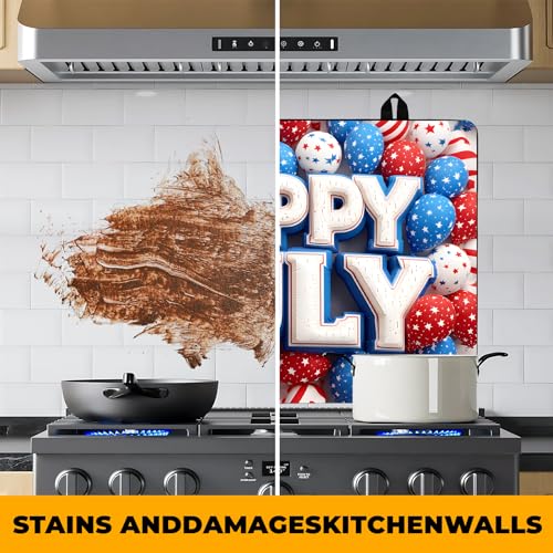 Image of Patriotic Stove Top Cover, Heat Resistant Electric Stove Protector Mat, Large Diatomite Kitchen Counter Mat, Independence Day Decor American Flag Kitchen Accessory (happy july, 28x20 Inch)