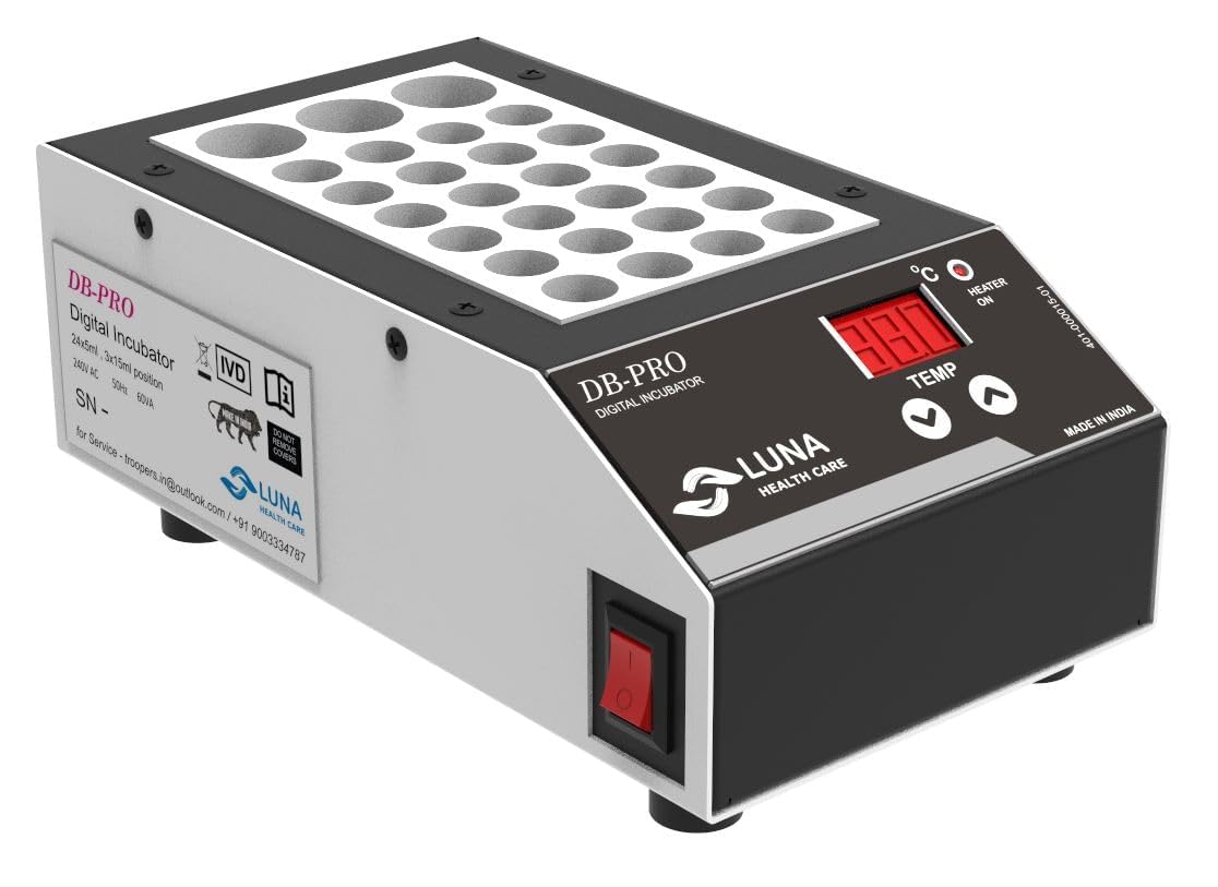 Dry Bath Incubator – Digital Microprocessor Controlled, 0.1°C Resolution, 24×5 ml & 3×15 ml Tube Capacity, Compact Laboratory Heating Block, Made in India-image-29