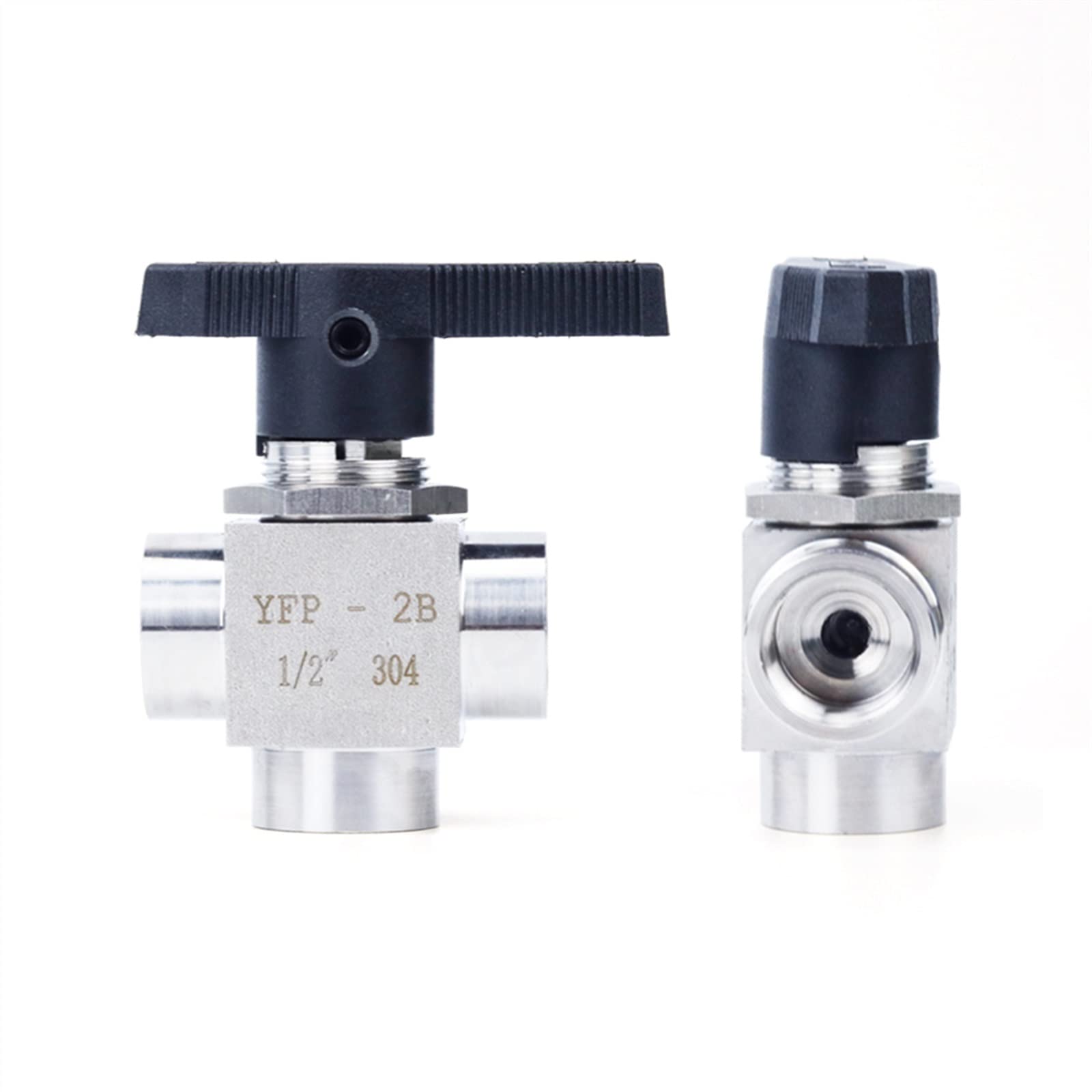 Válvula de control de flujo ajustable en acero 304 con rosca hembra de 1/4 de 3 vías 2 uds