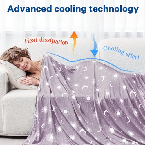 Image of inhand Cooling Blanket King Size (90 inchx108 inch) - Double Sided Cooling Blankets for Hot Sleepers, Soft Lightweight Summer Blanket for Sofa Bed Couch, Travel, Room Decor House Warming Gifts Taro Purple