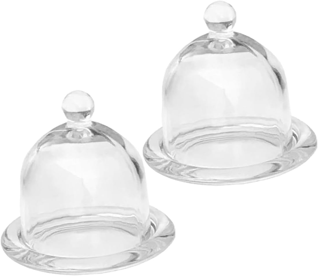 VICASKY 2pcs Large Glass Dome Cake Stand with Base, Cake Display Plate with Cover for Birthday Dessert, Wedding Party, Home and Restaurant Serveware