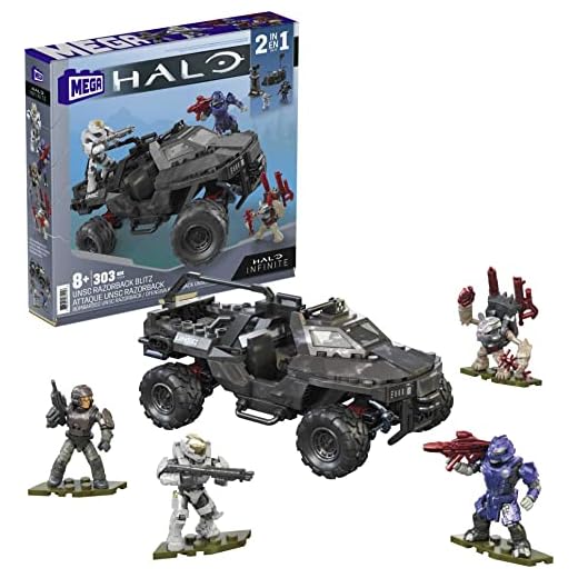 MEGA Halo Infinite, Attaque UNSC Razorback 2-en-1, véhicule à Construire, 302 pièces, Jeu de Briques de Construction, 8 Ans et Plus, GYG59