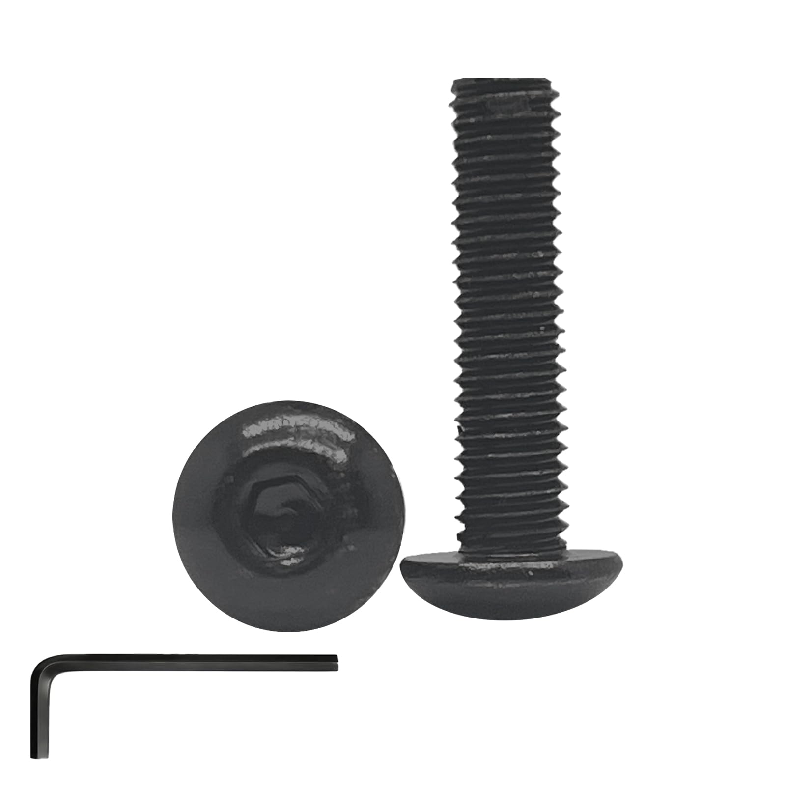 20pcs M5x20mm Button Head Socket Cap Bolts Screws,304 Stainless Steel,Black Zinc Plated,Fully Threaded,with 3mm Hex Wrench